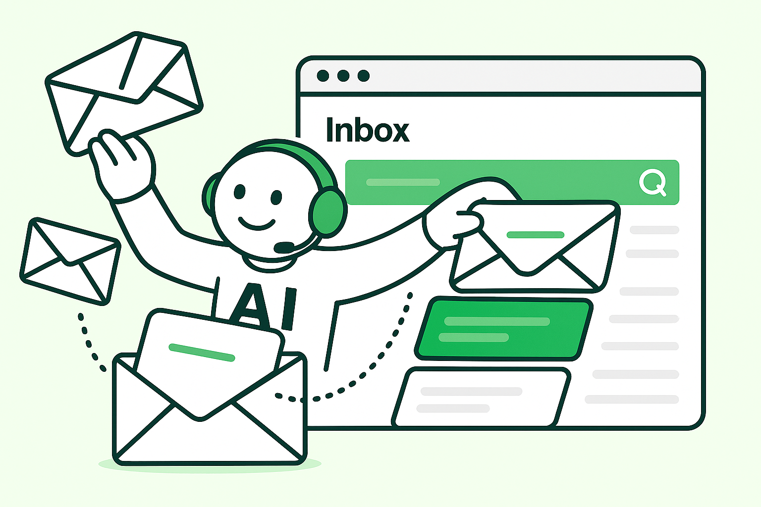 AI assistant managing emails in inbox